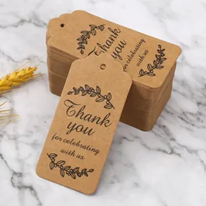 Kraft paper thank you tags for wedding party gifts decoration, vintage gift labels with string.