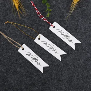 Mother's Day paper gift tags with strings, swallowtail blessing label cards for holiday.
