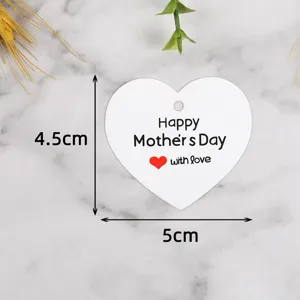 White heart shaped gift tag for mothers day party decoration and greeting card presentation