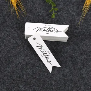 Mother's Day paper gift tags white hanging labels with swallowtail design for holiday decor.