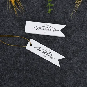 Mother's Day gift hang tags white paper label cards with golden string for festival decoration