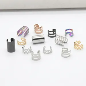 Edelstahl C-Form Ohrklemme Ohne Piercing Clip-Ohrringe Für Herren Damen Minimalistische Herz Geometrische Gitter Schmuck Geschenk