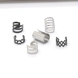 Minimalistisches Edelstahl Ohrklemmen Set in Silber und Schwarz ohne Piercing