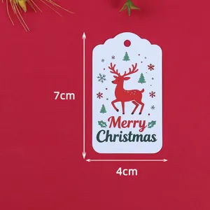 Christmas gift paper tag with cute reindeer design, perfect for holiday party present decor.