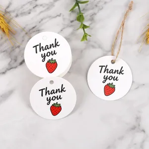 Round strawberry thank you gift tags paper hang tags for packaging and party decoration