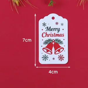 Christmas gift tag paper label with bell and snowflake print for holiday decoration party favors.