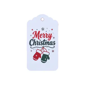 Christmas paper tag gift packaging decoration hanging label with cute gloves design.