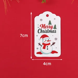 Christmas paper gift tag with cute snowman design, holiday decorative hanging card 7x4cm