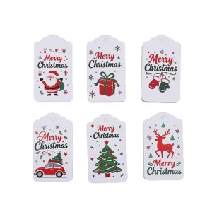 Set of 6 Christmas gift tags with assorted holiday designs, perfect for wrapping and decor.
