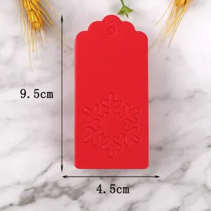 Red paper Christmas snowflake gift tag with dimension 9.5x4.5cm for holiday party decor.