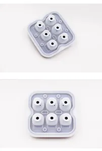 Siliconen 6-grid schedel ijsblokjesvorm flexibele ijsmaker voor dranken en cocktails.