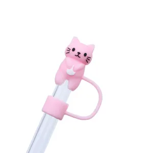 Hübscher rosa Silikon süße Katze Strohhalm Topper staubdichte Schutzabdeckung Kappen Zubehör