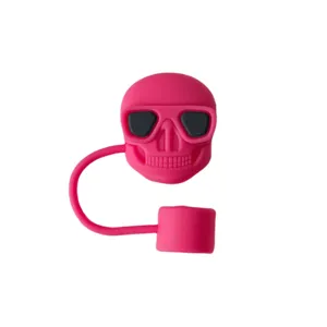 Couvercle de paille tête de mort rose 10mm bouchon anti-poussière pour tasse Stanley topper