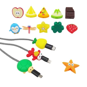 Süße Silikon Kabel Schützer Set Cartoon Tier Frucht Kabelwickler Anti-Bruch Schutz