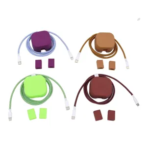 Silicone charger protective case and spiral cable winder set, durable and stylish accessories.