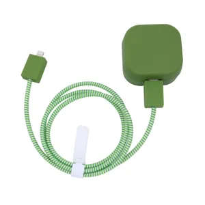 Conjunto de funda protectora de silicona verde y organizador de cables para UK 20W.