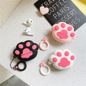 Niedliche Katzenpfote Silikon Schutzhülle für Apple AirPods, stoßfeste kabellose Kopfhörertasche.