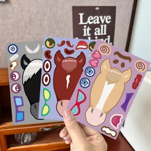 Adesivi viso di cavallo fai da te giocattolo educativo per bambini adesivo decorativo quaderni