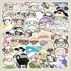 Adorables autocollants mouton dessin anime etanches decoration DIY pour valise.