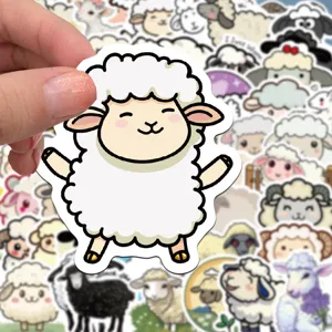 Détail d'autocollant de mouton de dessin animé mignon, PVC imperméable pour bricolage.