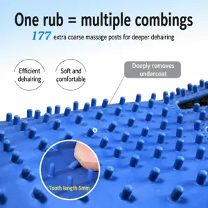 Pet grooming massage glove for cats and dogs, effective hair removal and soothing cleaning tool.