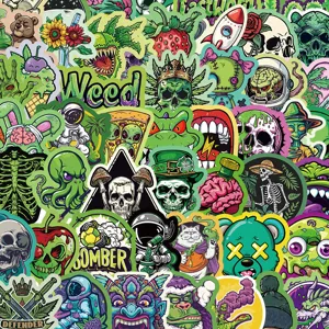 Gótico Divertido Verde Cartoon Graffiti Pegatinas Calcomanías Impermeables Para Funda de Teléfono Botella de Agua Equipaje Cuaderno DIY