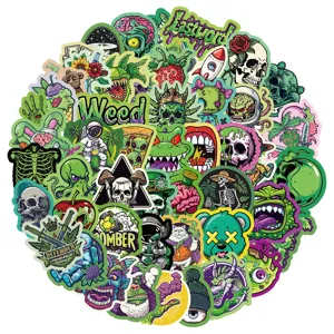 50PZ Pegatinas de Graffiti Verde Gótico DIY Adhesivos Impermeables para Funda de Móvil Maleta