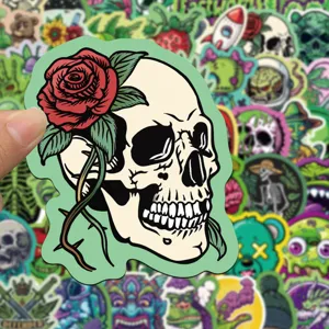 50pcs pegatinas de grafiti de dibujos animados verde gótico bricolaje funda de teléfono