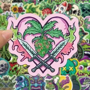 Pegatina de graffiti de dibujos animados verdes estilo gótico guay impermeable para funda
