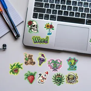 Pegatinas de graffiti de dibujos animados verdes góticos DIY impermeables para laptop 50p