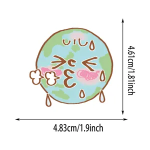 Vista detallada del lindo adhesivo de dibujos animados de tierra llorando con dimensiones.