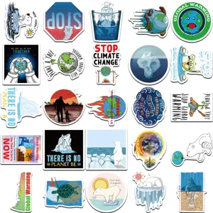 50pcs Pegatinas Calentamiento Global Adhesivos Vinilo Impermeables para Maleta PC