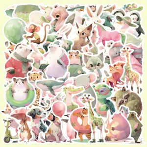 Simpatici adesivi animali cartone animato per diario impermeabile valigia laptop 50pz