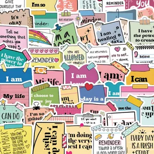 Wasserdichter Stickerpack mit motivierenden positiven Zitaten für Tagebuch und Koffer