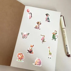 Simpatici adesivi di animali per diario, decorazione impermeabile per cancelleria e valigia.