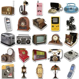 Set de pegatinas de dispositivos electrónicos retro impermeables para agenda y equipaje