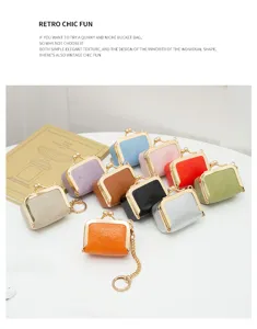Mini PU leather kiss-lock coin purse retro cute wallet portable jewelry storage box multi color