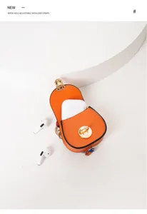 Llavero de minibolso de silla naranja bonito monedero de cuero colgante portátil