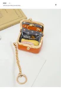 Mini PU leather kiss lock jewelry pouch ring necklace storage box cute coin purse organizer