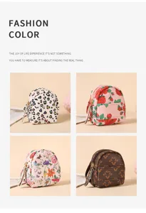 Mini zaino portachiavi in pelle PU con motivi floreali e leopardati per monete.