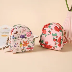 Mini zaino portamonete floreale, graziosa custodia per chiavi e mini borsa multifunzionale.