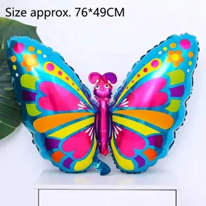Ballon papillon géant coloré en aluminium pour décorations de fête, taille 76x49cm