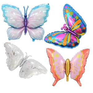 Lot de quatre ballons en aluminium papillon colorés pour décoration de fête d'anniversaire
