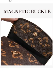 Verticale telefoon tas met magnetische gesp retro monogram PU lederen portemonnee