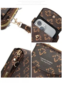 Dames PU Lederen Schoudertas Telefoon Tas Kleine Messenger Tas met Kaartvak