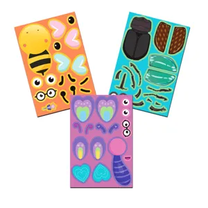 DIY cartoon insect sticker sheets set for phone cases, scrapbooks, and wall decor crafts.