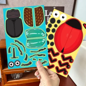 DIY insect assembly stickers detail showing beetle and ladybug parts for phone case decor.
