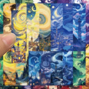30pcs starry night landscape art bookmarks aesthetic book markers reading page flags for books