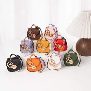 Mini bolso de silla de cuero llavero lindo monedero accesorios coloridos portátiles