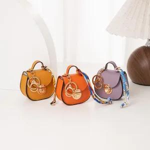Mini bolso llavero monedero de cuero diseño bonito elegante colgante accesorio elegante.